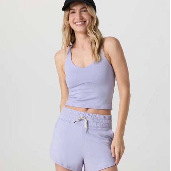 Vuori Tops - Halo Performance Crop Tank 2.0 | Lavender Mist Heather | Vuori